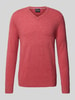 Christian Berg Men Wollpullover mit V-Ausschnitt und Kaschmir-Anteil Metallic Rosa Melange