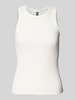 Pieces Regular Fit Tank Top in Rippoptik Modell 'RUKA' Offwhite
