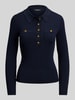 Lauren Ralph Lauren Slim Fit Langarmshirt aus Viskose-Mix mit Knöpfen Marine