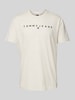 Tommy Jeans Regular fit T-shirt van puur katoen met labelstitching Offwhite gemêleerd