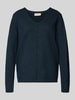 FREE/QUENT Gebreide pullover met deelnaad, model 'Claura' Marineblauw