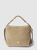 Abro Hobo Bag aus echtem Lammfell mit Label-Applikation Modell 'POPPY' Sand