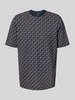 bugatti T-Shirt im Allover-Look mit Rundhalsausschnitt Marine