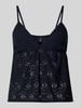 ONLY regular fit top met bandjes met gaatjesmotief model 'SMILLA' Marineblauw