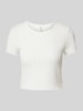 Only T-Shirt mit Lochmuster Modell 'GEORGINA' Weiss