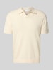 SELECTED HOMME Regular fit poloshirt in gehaakte look, model 'LINO' Offwhite