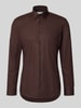 Jake*s Super Slim Fit Business-Hemd mit Kentkragen Dunkelbraun