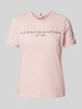 Tommy Hilfiger T-shirt met labelprint Roze