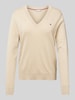 Tommy Hilfiger Strickpullover mit gerippten Abschlüssen Sand