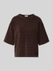 FREE/QUENT Relaxed Fit T-Shirt in Strick-Optik Modell 'Tempo' Dunkelbraun