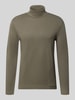 Christian Berg Men Regular Fit Longsleeve aus reiner Baumwolle mit Rollkragen Metallic Gruen