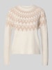 Only Sweter z dzianiny o kroju regular fit ze wzorem norweskim model ‘FRY’ Écru melanż