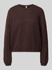 PIECES Regular fit pullover met geribde mouwboordjes model 'ADA' Donkerbruin