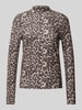 Vila Longsleeve mit Stehkragen Modell 'LEOA' Mittelbraun