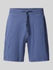 Christian Berg Men Sweatshorts met labelstitching Rookblauw