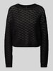 Only Regular Fit Strickpullover mit Lochstrickmuster Modell 'MIAMI' Black