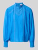 Jake*s Casual blouse met lange mouwen met details van kant Koningsblauw