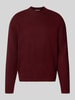 REVIEW Sweter z dzianiny o kroju relaxed fit z mieszanki materiałów z dodatkiem bawełny Bordowy