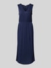 Christian Berg Woman Midikleid mit V-Ausschnitt und Seitenschlitzen Dunkelblau