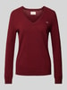 Gant Wollpullover mit V-Ausschnitt Bordeaux