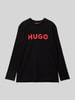 HUGO Shirt met lange mouwen en labelprint Zwart