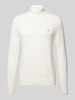 Tommy Hilfiger Rollkragenpullover mit Logo-Stitching Modell 'PIMA' Offwhite