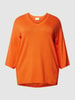 Fransa Plus Sweter z dzianiny PLUS SIZE z dekoltem w serek model ‘Blume’ Pomarańczowy