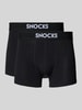 Snocks Boxershort met elastische logo in band in een set van 2 stuks Zwart