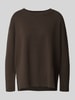 comma Strickpullover aus Viskose-Mix mit Rundhalsausschnitt Dunkelbraun