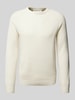 Tom Tailor Denim Regular Fit Strickpullover aus Baumwoll-Mix mit Strukturmuster Offwhite