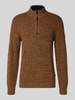 camel active Slim Fit Troyer mit Reißverschluss Modell 'Mouline' Orange