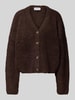 JAKE*S STUDIO WOMAN Strickjacke in Bouclé-Optik mit V-Ausschnitt Dunkelbraun