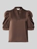 Neo Noir Regular Fit Bluse aus Satin mit Puffärmeln Modell 'Roella' Dunkelbraun