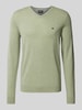 Fynch-Hatton Strickpullover mit V-Ausschnitt Khaki