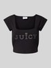 Juicy Couture Kort T-shirt met vierkante hals, model 'REGAL' Zwart