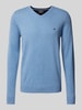 Fynch-Hatton Strickpullover mit V-Ausschnitt Hellblau