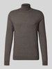 SELECTED HOMME Regular fit gebreide pullover van puur katoen, model 'BERG' Donkerbruin gemêleerd