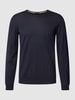 BOSS Longsleeve in melierter Optik Modell 'Leno' Dunkelblau