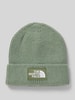 The North Face Beanie in gebreide look met logopatch, model 'Box' Lindegroen