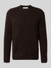 SELECTED HOMME Relaxed fit gebreide pullover met wol, model 'RAI BRUSHED' Middenbruin