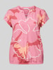 Tom Tailor Loose Fit Kurzarmbluse aus reiner Viskose mit Tunikakragen Pink