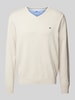 Fynch-Hatton Strickpullover mit Label-Stitching Offwhite