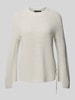 Oui Gebreide pullover met ronde hals Offwhite