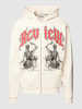 REVIEW Sweatjacke mit Motiv-Print Ecru