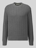 Selected Pullover mit Zopfstrickstruktur Mittelgrau