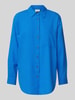 FREE/QUENT Relaxed Fit Leinenbluse mit Brusttasche Modell 'Lava' Blau