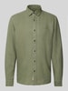 MCNEAL Regular Fit Freizeithemd aus reinem Leinen mit Logo-Stitching Khaki