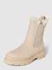 Tamaris Chelsea Boots aus Leder mit Kunstfellbesatz Beige