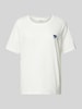 s.Oliver RED LABEL Relaxed Fit T-Shirt aus reiner Baumwolle mit Herz-Stickerei Weiss