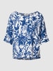 Christian Berg Woman Blouseshirt van linnen met all-over motiefprint Marineblauw